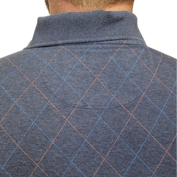 Jos. A. Bank Leadbetter Golf Polo M Blue Diamond Argyle Jacquard Preppy Classic - Picture 3 of 6